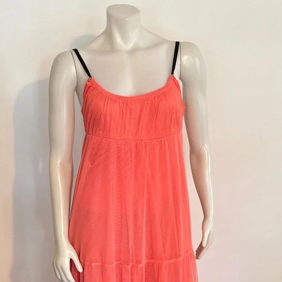 Anthropologie - MAEVE - Tulle, Coral, Tiered Maxi Dress Coral. Medium. - Picture 11 of 11